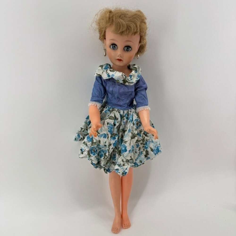 Vintage 1950s Uneeda 20" Fashion Doll 14R-1 Sleep Eyes Blonde Hair Pierced Ears